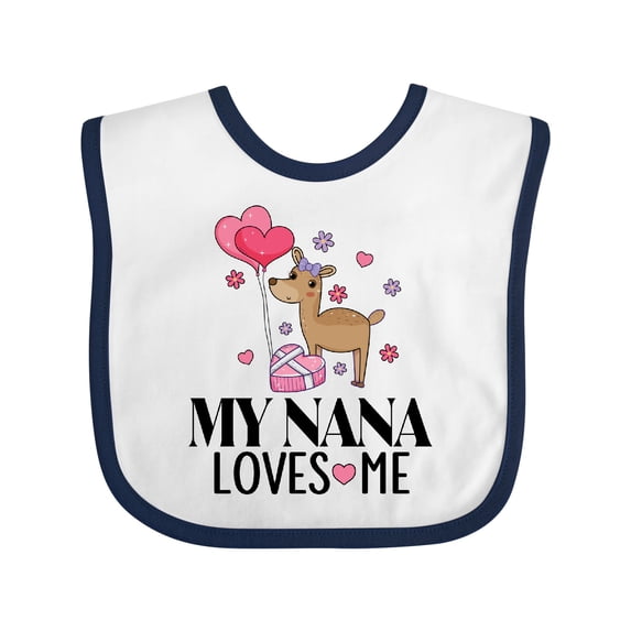 Inktastic Nana Loves Me Grandchild Valentine Deer Girls Baby Bib