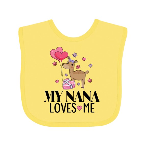 Inktastic Nana Loves Me Grandchild Valentine Deer Girls Baby Bib