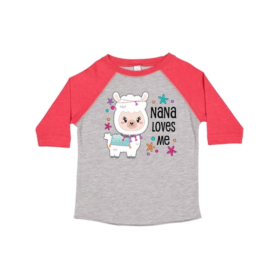 Inktastic Nana Loves Me Cute and Happy Llama Boys or Girls Toddler T-Shirt