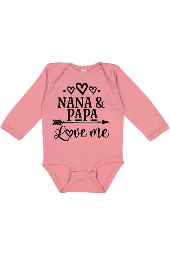 Nana Papa Love Me Grandchild Boys or Girls Long Sleeve Baby Bodysuit