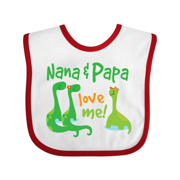 Inktastic Nana Papa Love Me Grandchild Dinosaur Boys Baby Bib