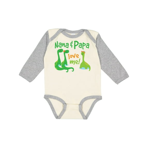 Inktastic Nana Papa Love Me Grandchild Dinosaur Boys Long Sleeve Baby Bodysuit