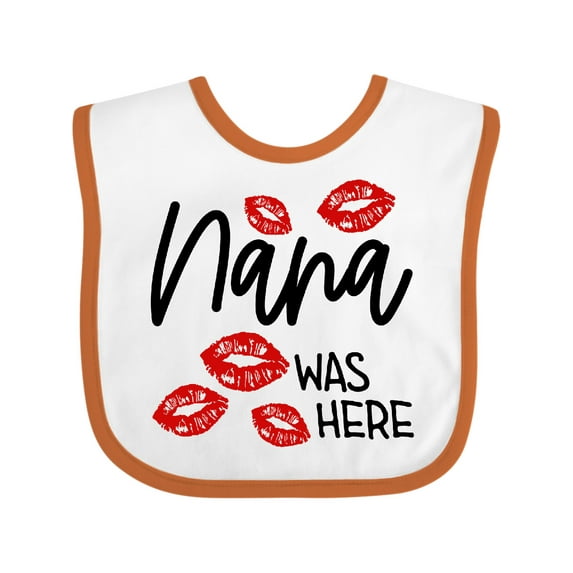 Inktastic Nana Was Here Red Kisses Boys or Girls Baby Bib