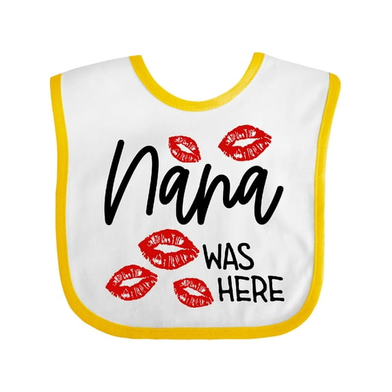 Inktastic Nana Was Here Red Kisses Boys or Girls Baby Bib