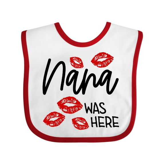 Inktastic Nana Was Here Red Kisses Boys or Girls Baby Bib