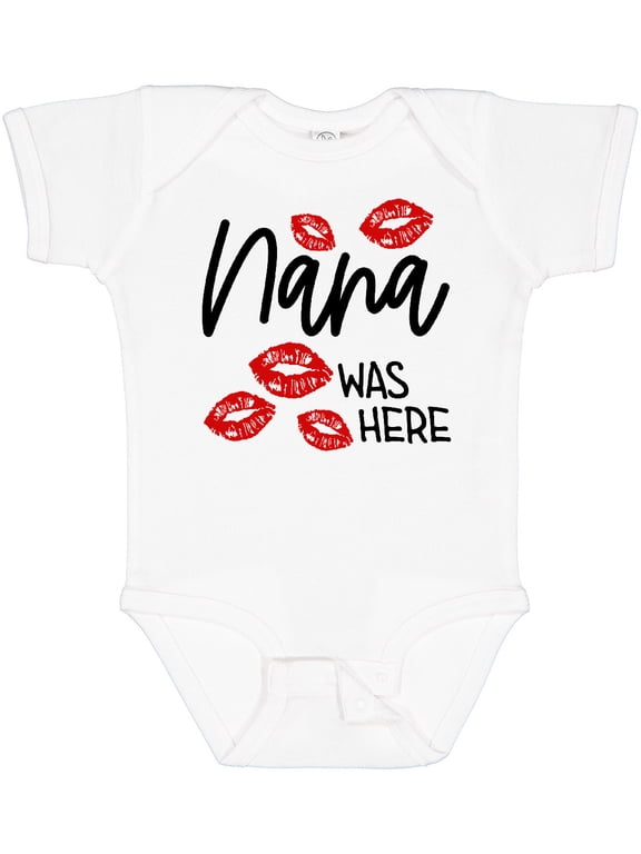Nana Was Here Red Kisses Boys or Girls Baby Bodysuit