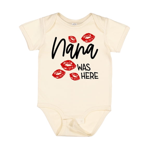Inktastic Nana Was Here Red Kisses Boys or Girls Baby Bodysuit