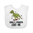 thumbnail image 1 of Inktastic Nana and Grandpa Love Me Dinosaur Grandson Boys Baby Bib, 1 of 4