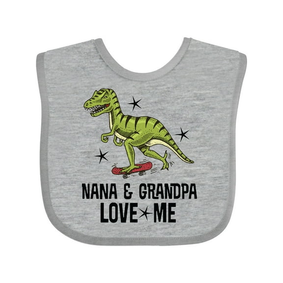 Inktastic Nana and Grandpa Love Me Dinosaur Grandson Boys Baby Bib