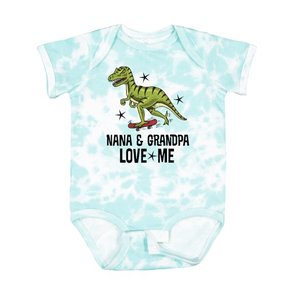 Inktastic Nana and Grandpa Love Me Dinosaur Grandson Boys Baby Bodysuit