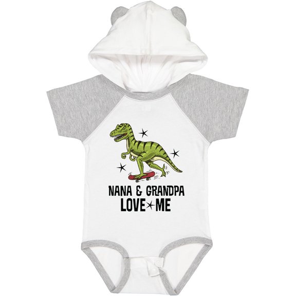 Inktastic Nana and Grandpa Love Me Dinosaur Grandson Boys Baby Bodysuit