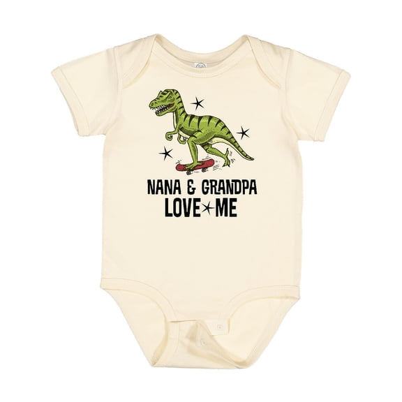 Inktastic Nana and Grandpa Love Me Dinosaur Grandson Boys Baby Bodysuit