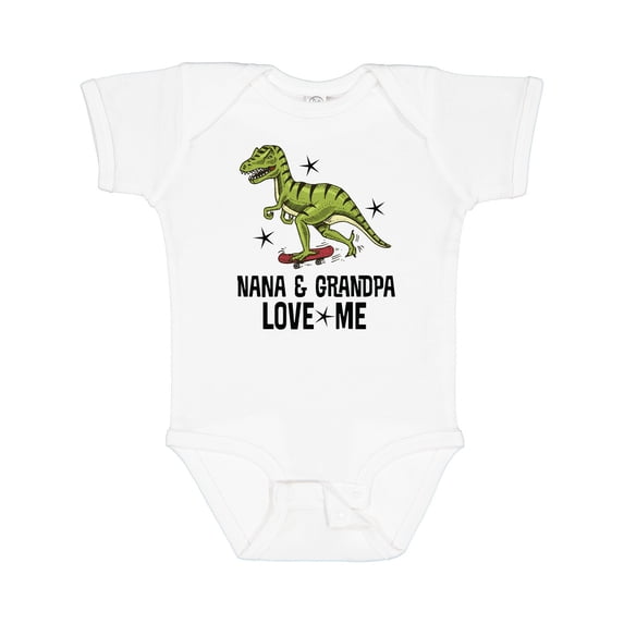 Inktastic Nana and Grandpa Love Me Dinosaur Grandson Boys Baby Bodysuit