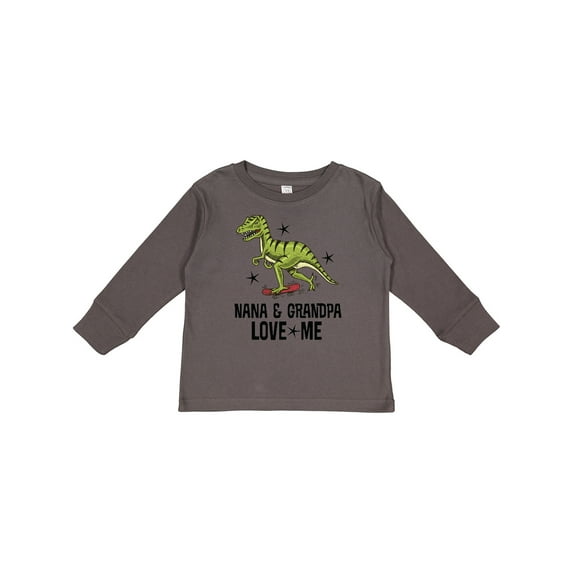 Inktastic Nana and Grandpa Love Me Dinosaur Grandson Boys Long Sleeve Toddler T-Shirt