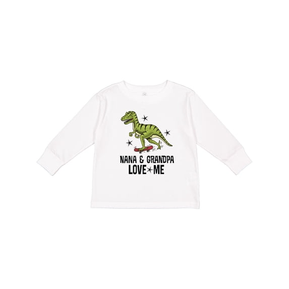 Inktastic Nana and Grandpa Love Me Dinosaur Grandson Boys Long Sleeve Toddler T-Shirt