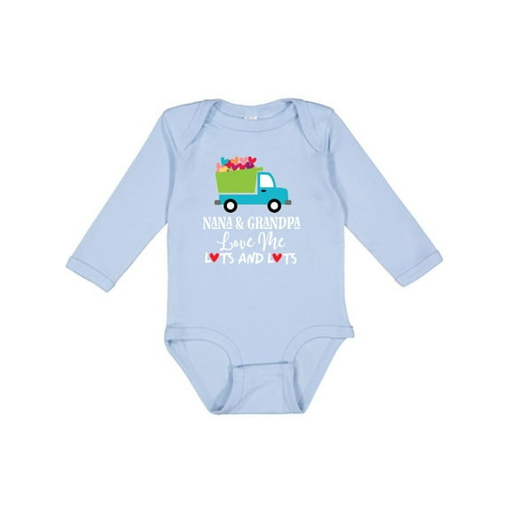 Inktastic Nana and Grandpa Love Me Valentine Truck Boys Long Sleeve Baby Bodysuit