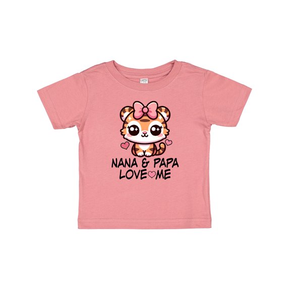 Inktastic Nana and Papa Grandchild Girl Tiger Girls Baby T-Shirt