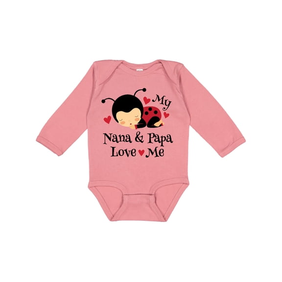 Inktastic Nana and Papa Love Me Baby Boys or Girls Long Sleeve Baby Bodysuit