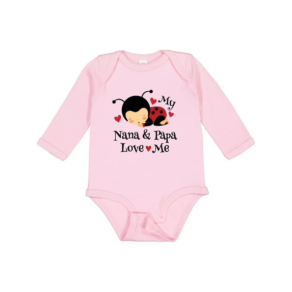Inktastic Nana and Papa Love Me Baby Boys or Girls Long Sleeve Baby Bodysuit