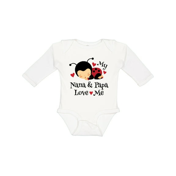 Inktastic Nana and Papa Love Me Baby Boys or Girls Long Sleeve Baby Bodysuit