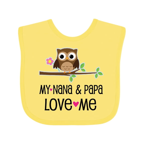 Inktastic Nana and Papa Love Me Baby Girl Girls Baby Bib