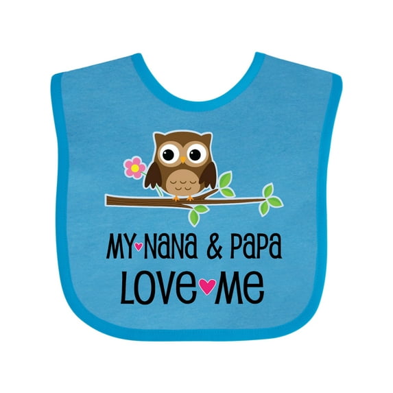 Inktastic Nana and Papa Love Me Baby Girl Girls Baby Bib