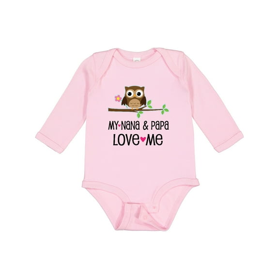 Inktastic Nana and Papa Love Me Baby Girl Girls Long Sleeve Baby Bodysuit