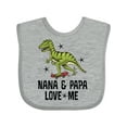 thumbnail image 1 of Inktastic Nana and Papa Love Me Dinosaur Grandson Boys Baby Bib, 1 of 4