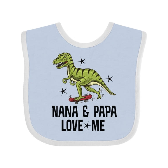 Inktastic Nana and Papa Love Me Dinosaur Grandson Boys Baby Bib
