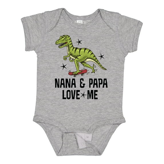 Inktastic Nana and Papa Love Me Dinosaur Grandson Boys Baby Bodysuit