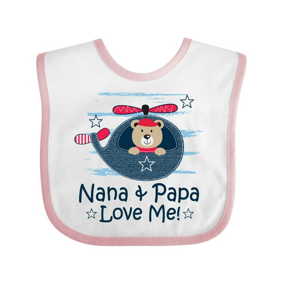 Inktastic Nana and Papa Love Me Grandson Boys Baby Bib