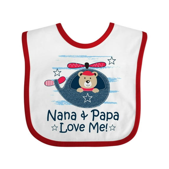 Inktastic Nana and Papa Love Me Grandson Boys Baby Bib