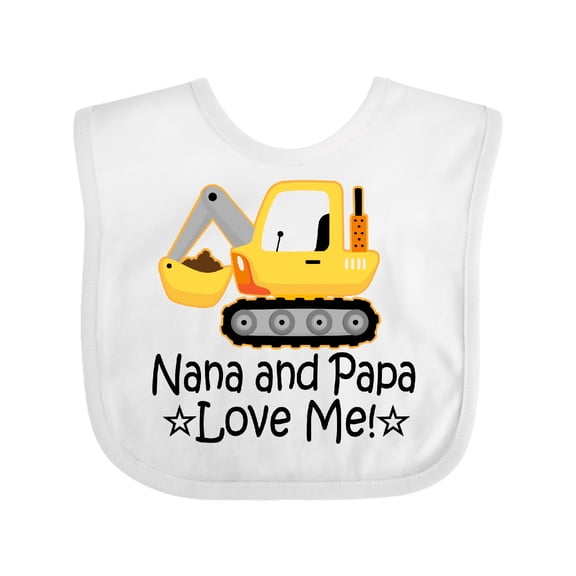 Inktastic Nana and Papa Love Me Grandson Truck Boys Baby Bib