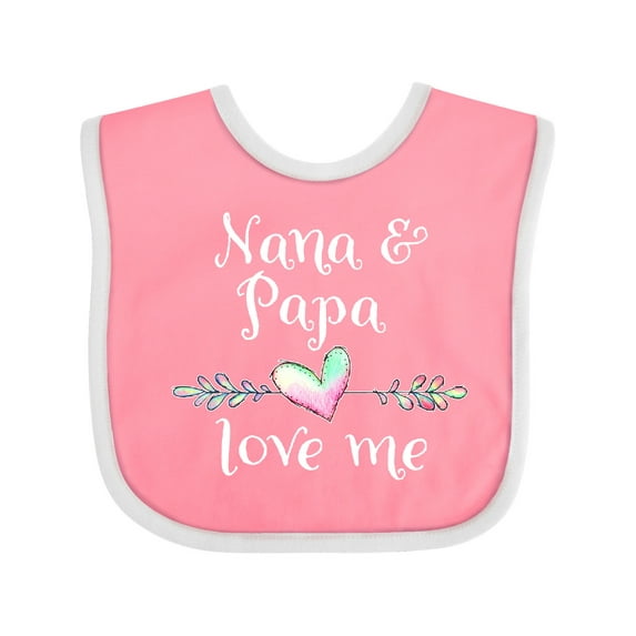 Inktastic Nana and Papa Love Me Heart Grandchild Boys or Girls Baby Bib