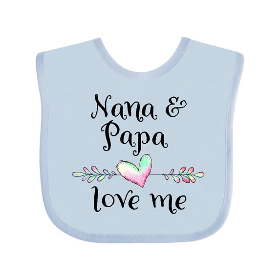 Inktastic Nana and Papa Love Me Heart Grandchild Boys or Girls Baby Bib