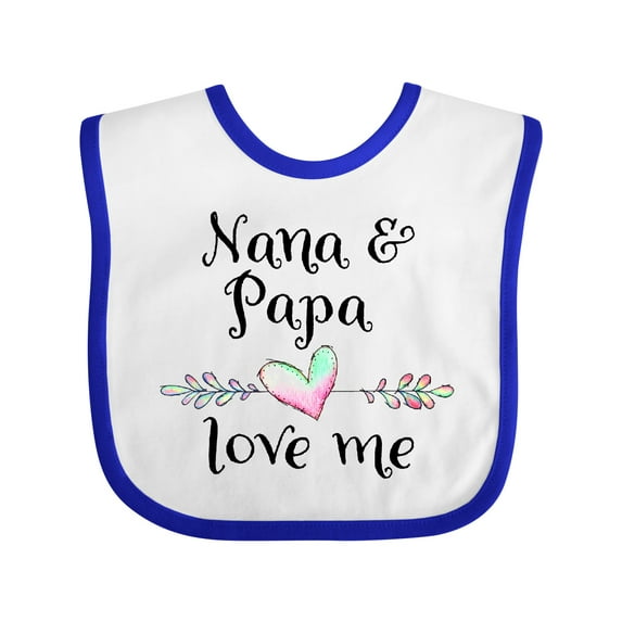 Inktastic Nana and Papa Love Me Heart Grandchild Boys or Girls Baby Bib