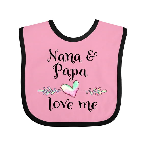 Inktastic Nana and Papa Love Me Heart Grandchild Boys or Girls Baby Bib