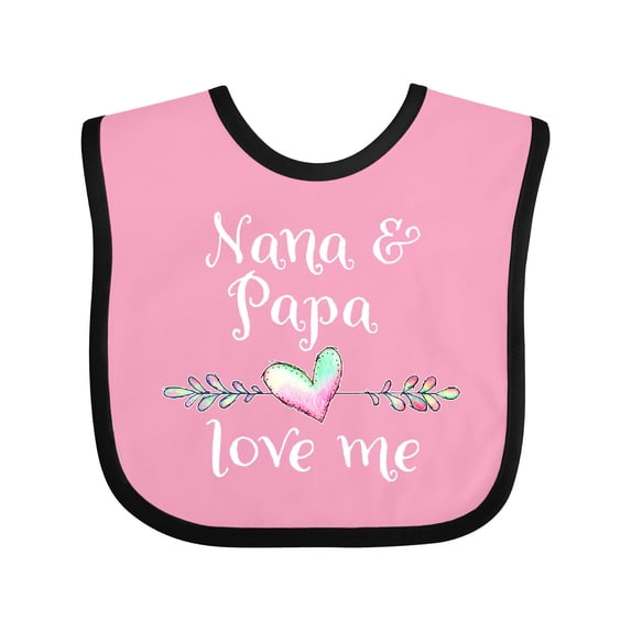 Inktastic Nana and Papa Love Me Heart Grandchild Boys or Girls Baby Bib