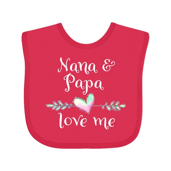 Inktastic Nana and Papa Love Me Heart Grandchild Boys or Girls Baby Bib