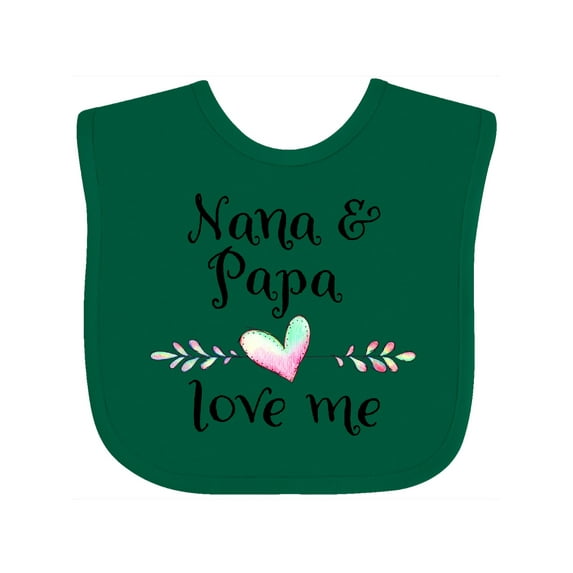 Inktastic Nana and Papa Love Me Heart Grandchild Boys or Girls Baby Bib