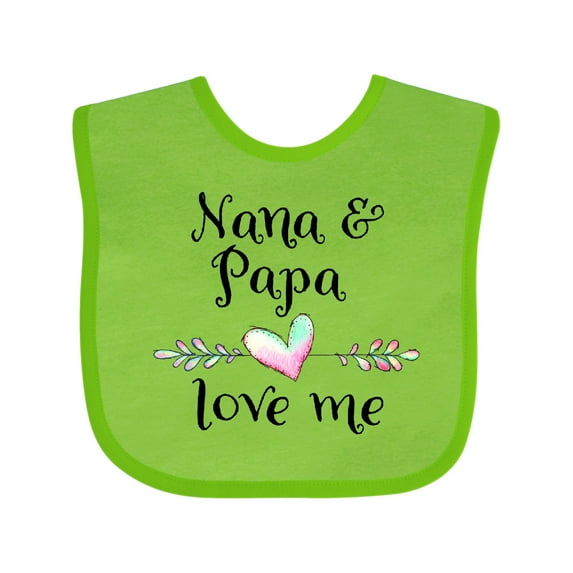 Inktastic Nana and Papa Love Me Heart Grandchild Boys or Girls Baby Bib