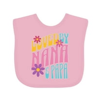 Inktastic Nana and Papa Love Me Retro Flowers Girls Baby Bib