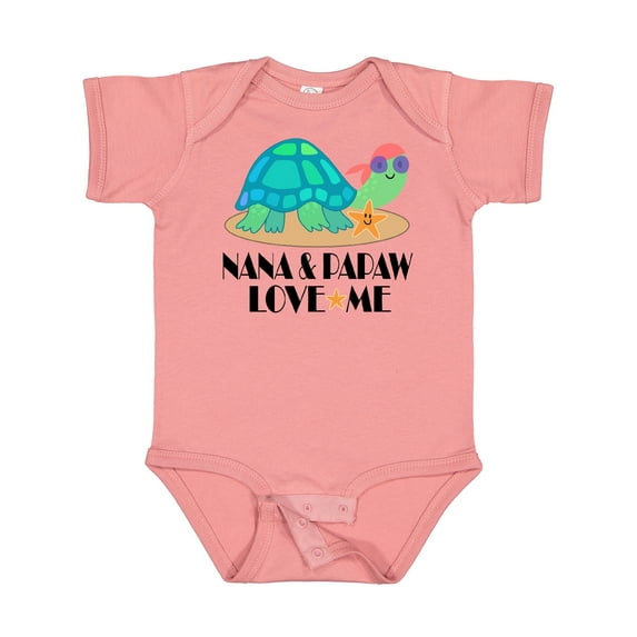 Inktastic Nana and Papaw Love Me Grandchild Turtle Boys or Girls Baby Bodysuit
