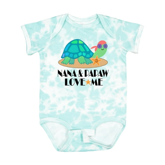 Inktastic Nana and Papaw Love Me Grandchild Turtle Boys or Girls Baby Bodysuit