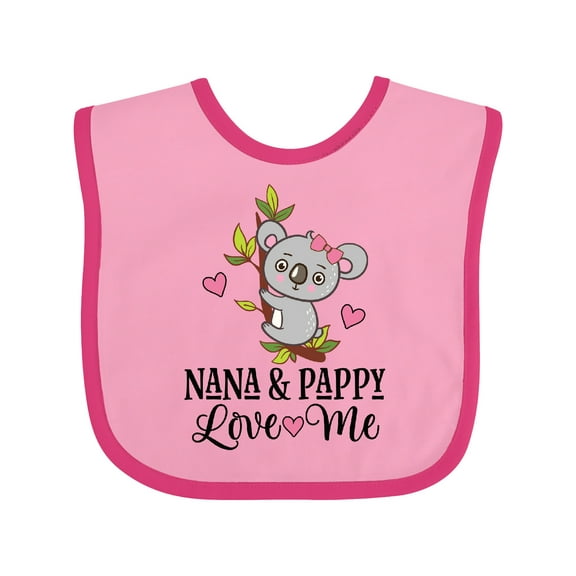 Inktastic Nana and Pappy Grandchild Koala Girls Baby Bib