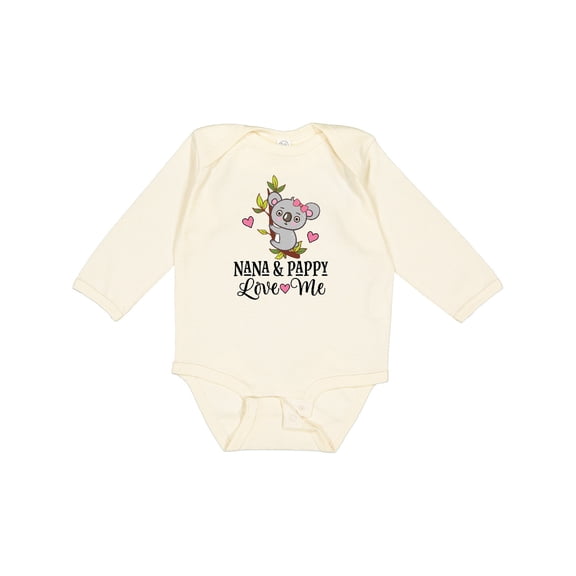 Inktastic Nana and Pappy Grandchild Koala Girls Long Sleeve Baby Bodysuit