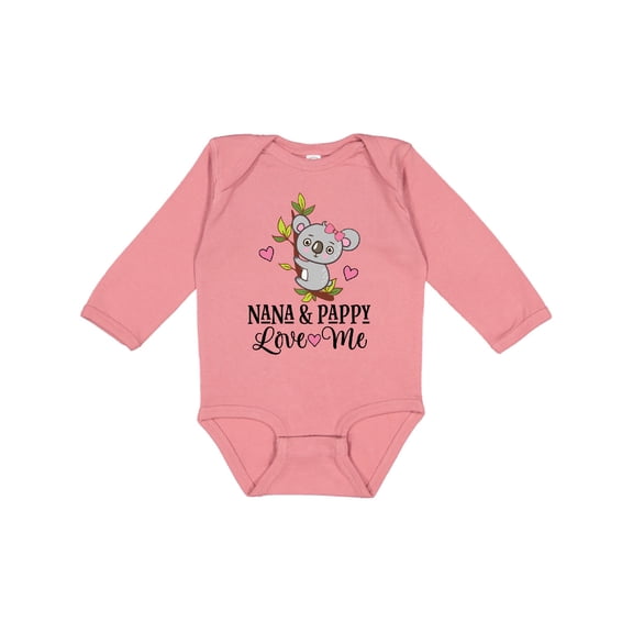 Inktastic Nana and Pappy Grandchild Koala Girls Long Sleeve Baby Bodysuit