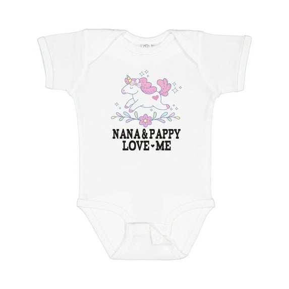 Inktastic Nana and Pappy Love Me Grandchild Unicorn Girls Baby Bodysuit