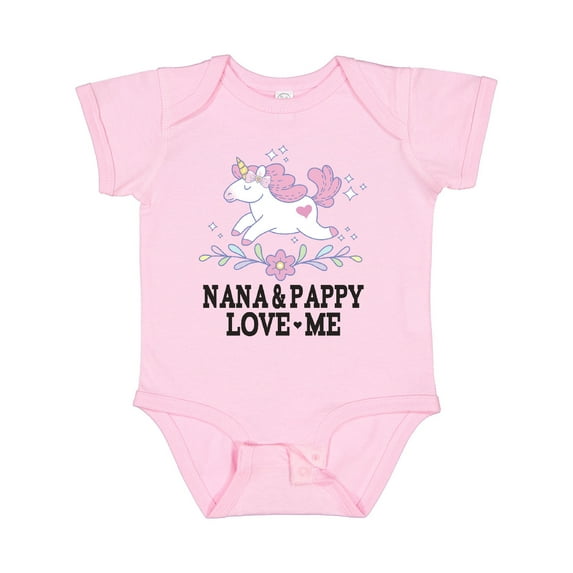 Inktastic Nana and Pappy Love Me Grandchild Unicorn Girls Baby Bodysuit