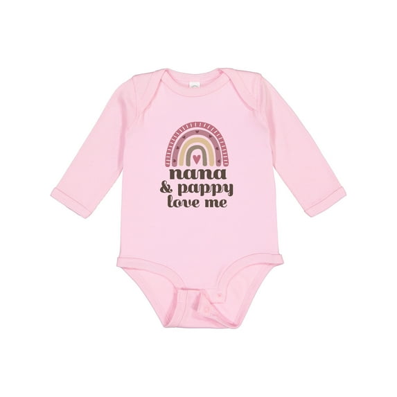 Inktastic Nana and Pappy Love Me Rainbow Girls Long Sleeve Baby Bodysuit